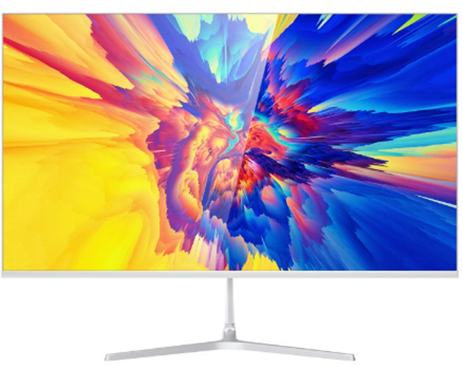 曲面顯示器, 24寸,靚白色 24寸直面1K75HZ-官方標配, 極窄邊框高解析度護眼顯示器，遊戲影音最佳選擇