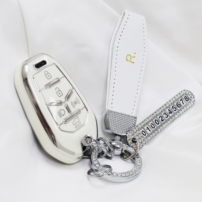 킹왕차 무쏘 EV 키케이스 TPU 키커버 악세사리 용품 호환, type1, 실버엣지데님블루메탈오링