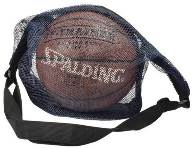 Spalding 網袋 攜帶方便 單顆裝 附肩袋, 深藍 SPB5321N62, 1個
