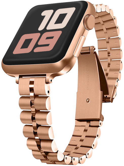 사라밴드 애플워치 호환 슬림 원라인 메탈 스트랩, 42/44/45/46/49mm, 로즈골드, 1개