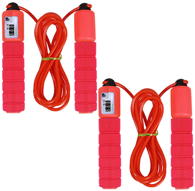 [2개 묶음](A형 카운터 줄넘기 1P+1P=2P) 헬스용 다이어트용 유산소운동, 레드, 2개