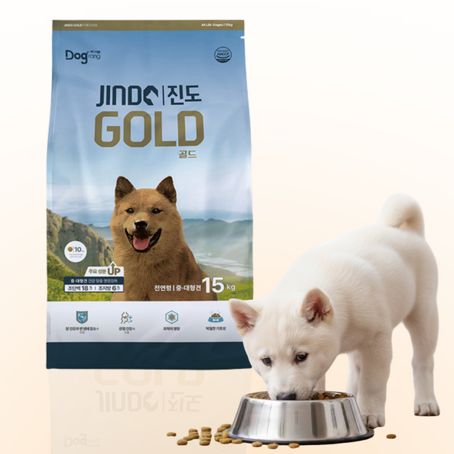 도그랑 진도골드 중대형견 사료 전연령용 대형견사료 건식, 1개, 15kg, 가수분해닭