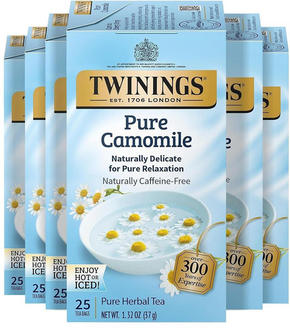 Twinings 버라이어티 팩 잉글리시 브렉퍼스트 얼 그레이 아이리쉬 레이디 카페인 홍차 티백 20개 (4팩), 퓨어 카모마일, 25개 (6팩)