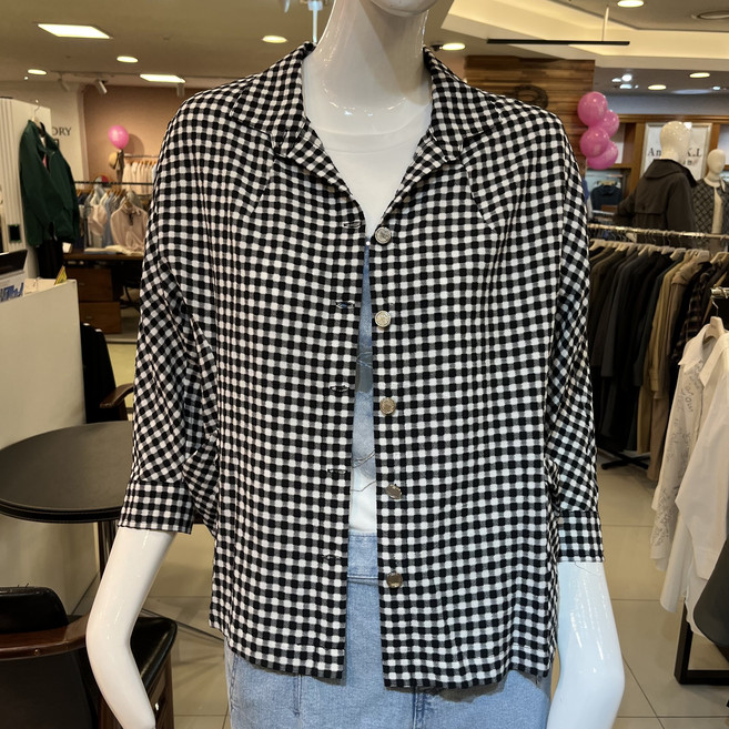SOGO 트리아나 체크 카라넥 블라우스형 여름 자켓 TJ2GA06 CK
