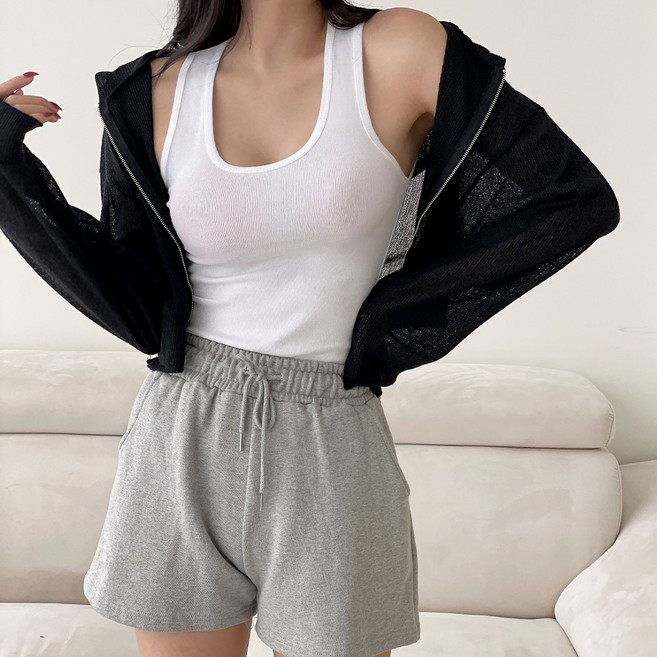 [2+2] 사계절 여성 국산 면100% 롱 망고나시