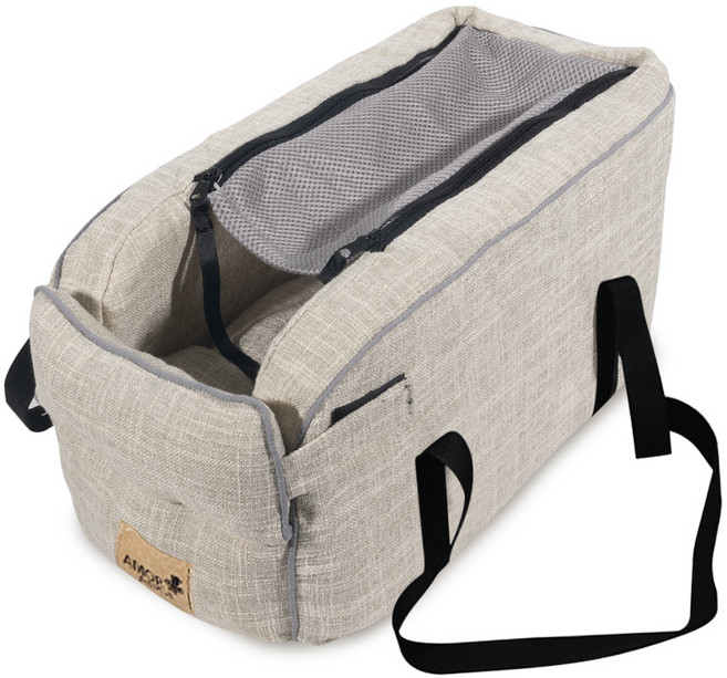 YOPENCE 차량용 강아지 카시트 콘솔 실내외 겸용 이동식 강아지 집, 아이보리, 1개