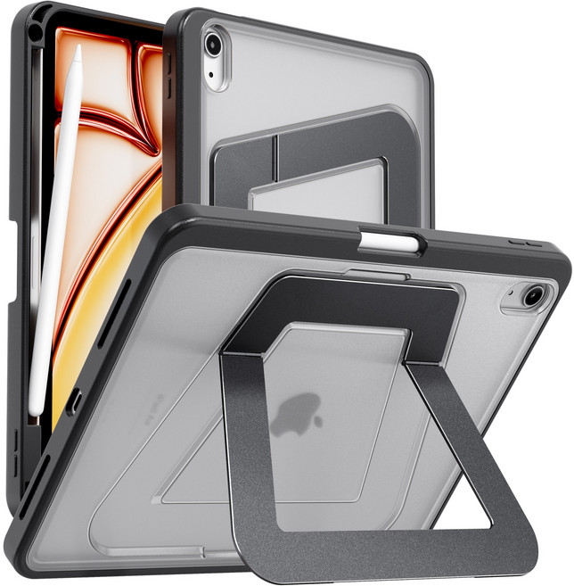 AITEWO 아이패드 케이스 거치대 각도조절 태블릿PC 케이스 펜슬 충전 수납형 클리어 세로 가로 거치 가능 갤럭시탭 s10 fe/a9 플러스/s11/s9 fe/s9/s10Lite, 블랙, 1개