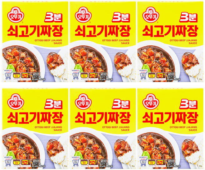 3분 쇠고기짜장, 6개, 200g
