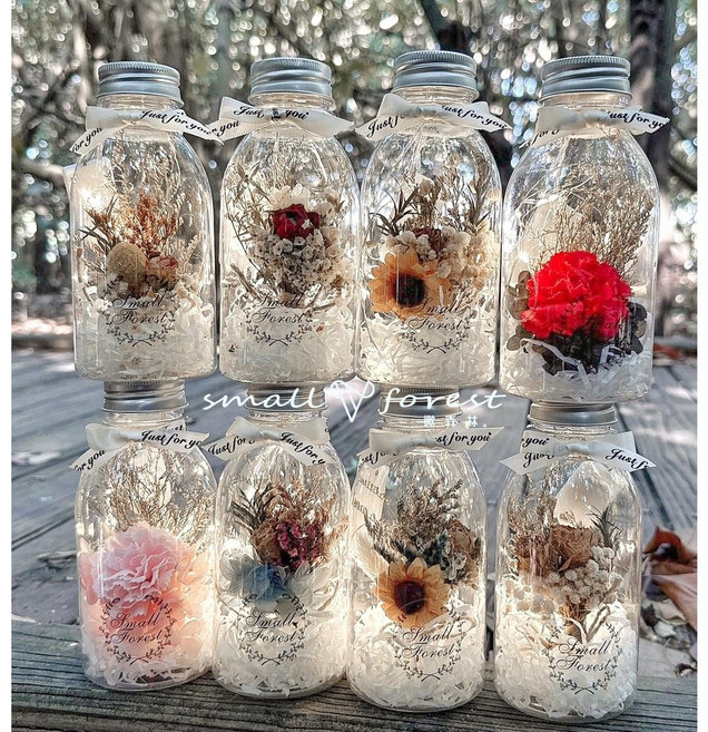 乾燥花康乃馨牛奶瓶花束 畢業、情人節、生日禮物 伴娘禮 婚禮小物 橘色玫瑰 無禮盒、無燈串, 橘色玫瑰2(無禮盒、無燈串)