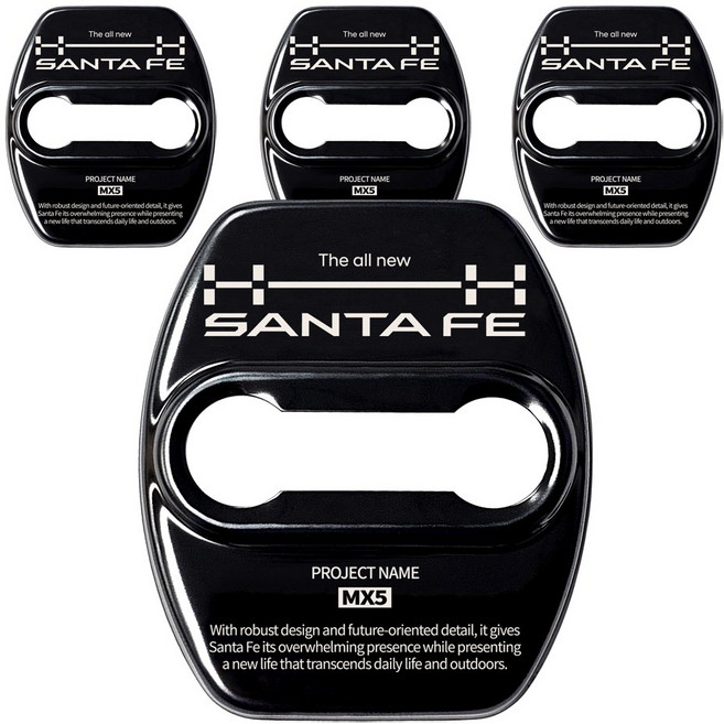 인티어 싼타페 MX5 도어스트라이커 커버 튜닝 용품 악세사리, 블랙 크롬/4P 1세트