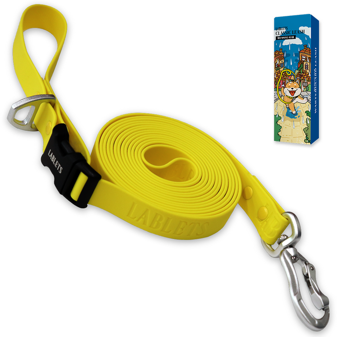 랩릿 강아지 방수 리드줄 핸즈프리 산책줄, 1개, 네온 옐로우