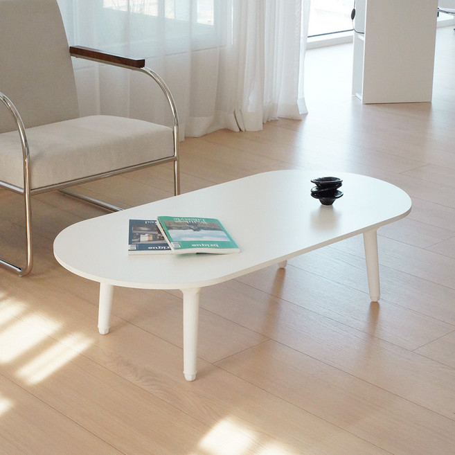 국산 6단 높이조절 접이식 테이블 타원형 식탁 밥상 좌탁, 그린