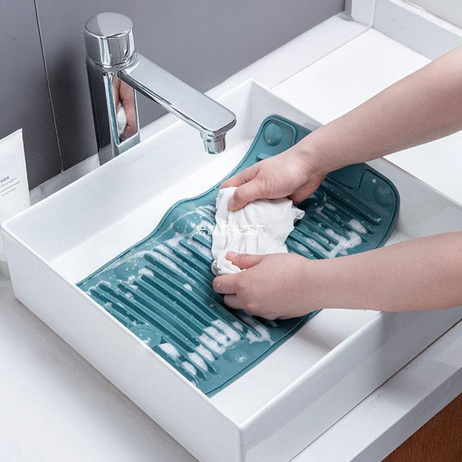 실리콘 미니 빨래판 접이식 손세탁 손빨래, 1개, 블루