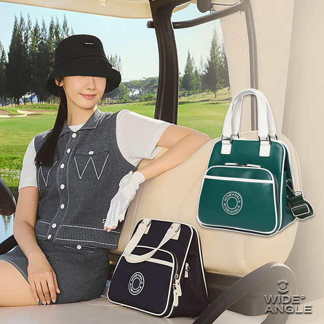 와이드앵글 여성 골프웨어 여자 골프 파우치백 손가방 미니 스퀘어 토트백 WWP24B08, (N4) 네이비