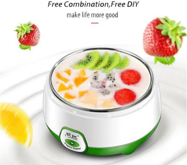 요거트 메이커 요구르트 요플레 제조기 쌀 와인 효소 나토 발효기 가정용 자동 다기능 전기 미니 DIY 및 낫토 발효 기계, 1개, 2) Green - UK