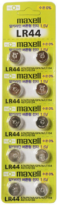 맥셀 LR44 10개 알카라인 전지 건전지 버튼전지 코인형 배터리 MAXELL