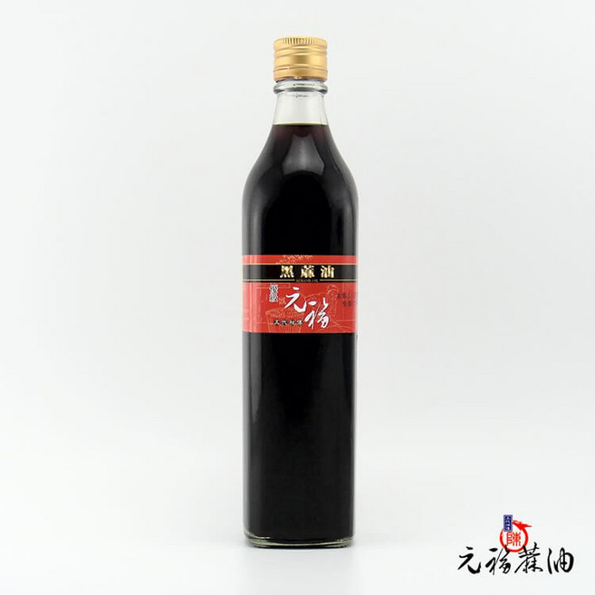 元福麻油 北港老店 黑芝麻油 冷壓初榨, 1個, 520ml 玻璃瓶