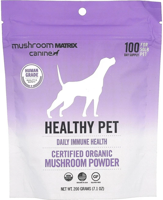 Mushroom Matrix Canine Healthy Pet 유기농 인증 버섯 분말 강아지 및 고양이용 200g(7.1oz), MushroomMatrixCanineHealthyPet, 1개 - 쿠팡
