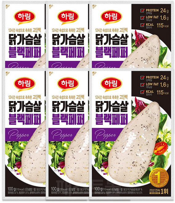 하림 닭가슴살 블랙페퍼, 6개, 100g