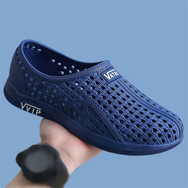 Vezri 남성용 작업용 슬리퍼 구멍 디자인 미끄럼방지 푹신한 쿠션 아쿠아슈즈 내구성 Add