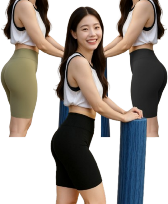 룰루레빗 3중재봉 슬림핏 하이웨스트 5부 레깅스