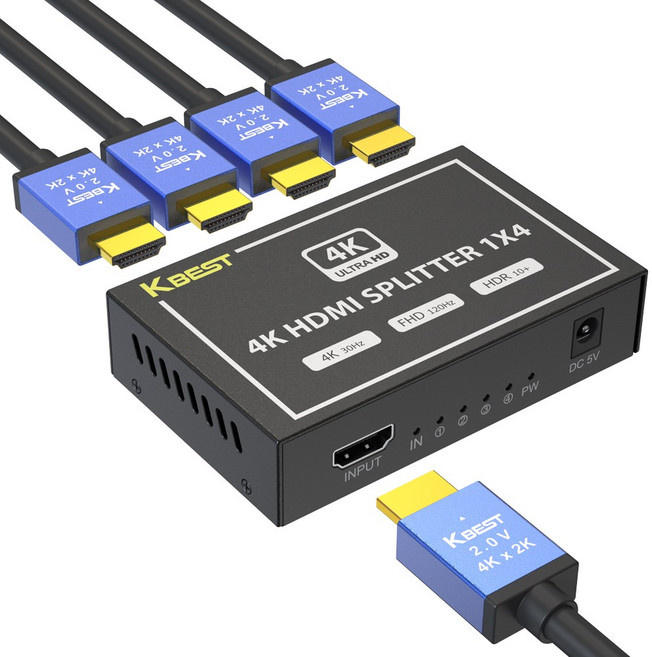 HDMI 분배기 1:4 4K 듀얼 트리플 모니터, 1개