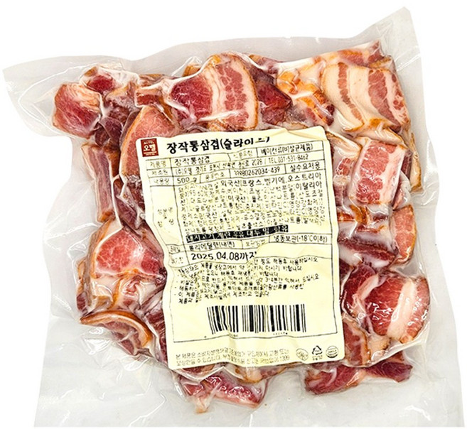 오뗄 장작 통삼겹 슬라이스 500g 냉동 훈제삼겹살, 1개