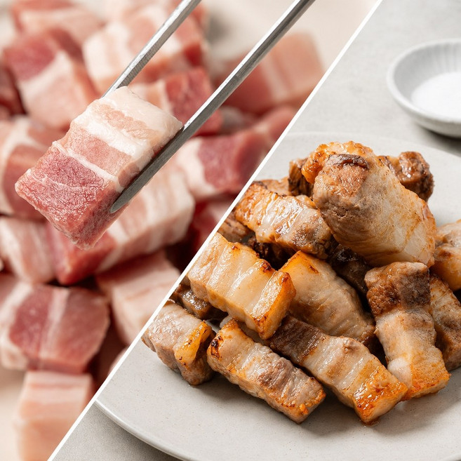 먹기좋은 한입 삽겹살 간편포장 구이부터 볶음 찌개까지, 5개, 300g
