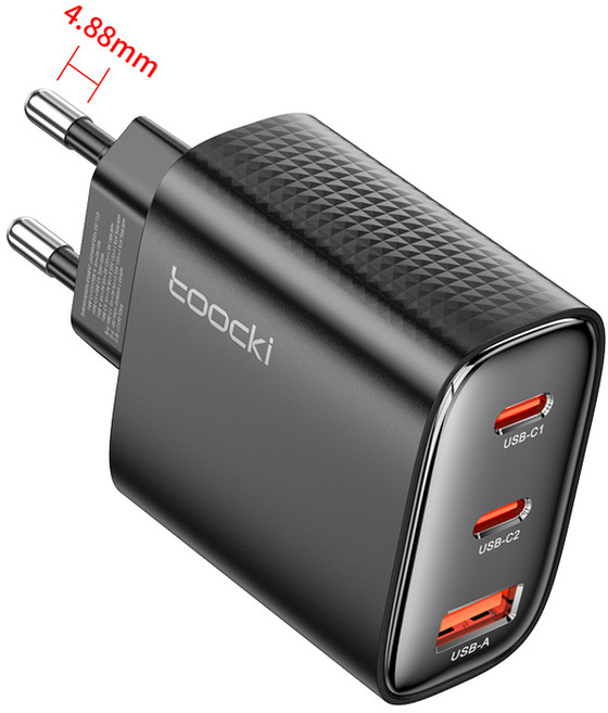 Toocki PD40w C타입 3포트 급속 고속충전기 멀티어댑터 멀티충전기, 1개, 블랙
