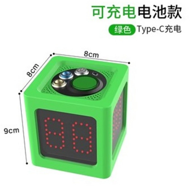 홀덤타이머 포커 딜러 바둑 카운트 알림 시계 보드게임 체스 카지노 마작 스톱워치, 02. 그린 충전식배터리, 1개