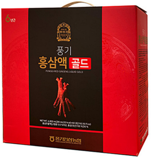 6년근 풍기홍삼액 골드 감초 영지버섯 식물추출액 80ml 60포, 1개, 4.8L