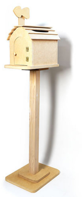 스텐드 우체통 반제품, 열쇠포함, 1개, MDF