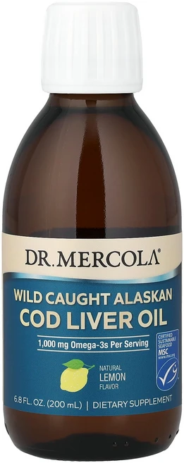 Dr. Mercola 자연산 알래스카 대구 간유 천연 레몬 맛 200ml(6.8fl oz) Mercola (닥터 머콜라), Dr. Mercola, 자연산 알래스카 대구 간유, 천, 1개, 200ml - 쿠팡