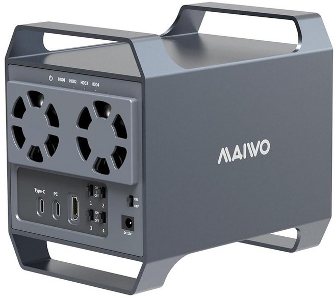 MAIWO USB-C 및 10Gbps 속도가 있는 4베이 하드 드라이브 인클로저 냉각 팬 2개가 있는 3.5인치 SATA HDD용 4베이 DAS 디자인 USB3.1 HDD, MAIWO USB-C 및 10Gbps 속도가 있는 4베