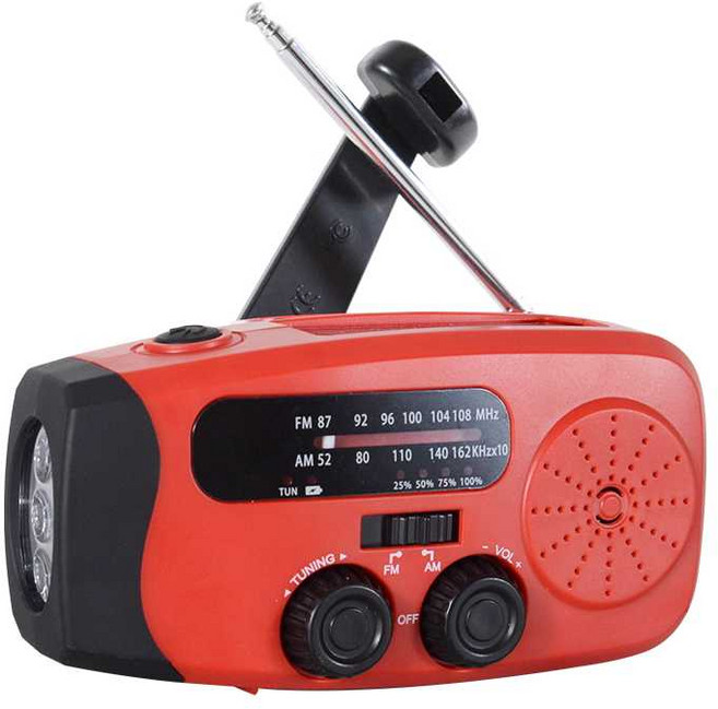 휴대용 손전등 라디오 비상 후레쉬 랜턴 자가 발전 충전 핸드 크랭크 라디오, 1개