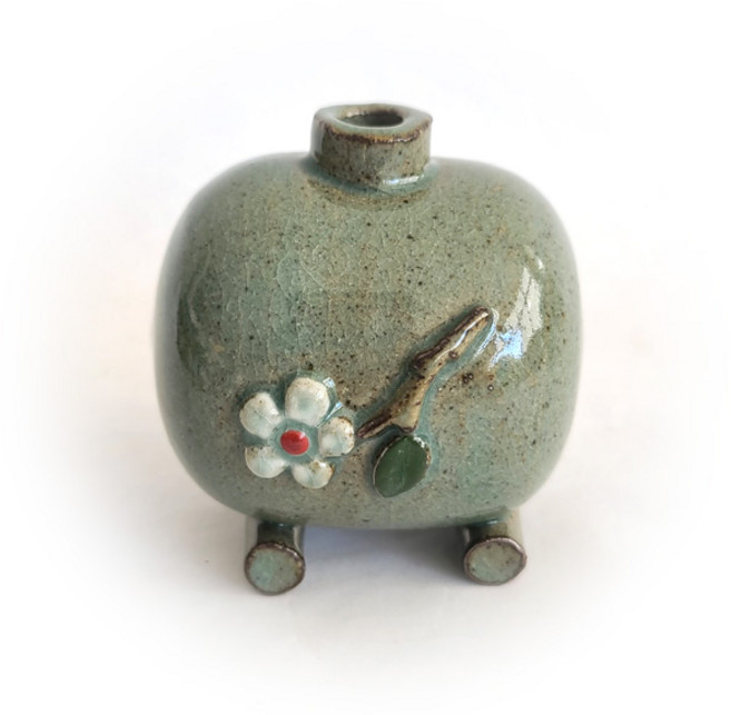 그린 입체 야생화 한송이 꽃 화병 A (가로 7.7 cm) 화병 한송이 화병 꽃화병 인테리어 소품, 1개