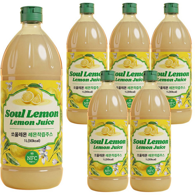 쏘울레몬 100% NFC 레몬착즙주스, 6개, 1L