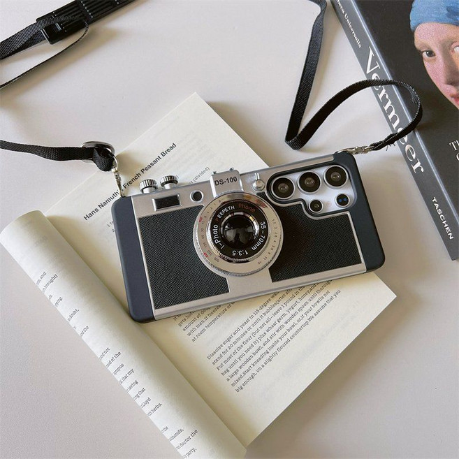 갤럭시 s25 울트라 케이스 레트로 라이카 카메라 커버 크로스 스트랩