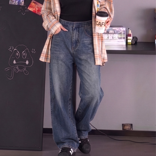 네로즈 샌드 워싱 세미 와이드 청바지