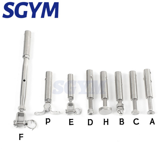 케이블 난간 와이어 육각 로프 클램프 터미널 나사산 스터드 크로스 앵커 장력 나사 그럽 클립 토글 볼트가있는 피팅, D 10mm 1pcs, 1개