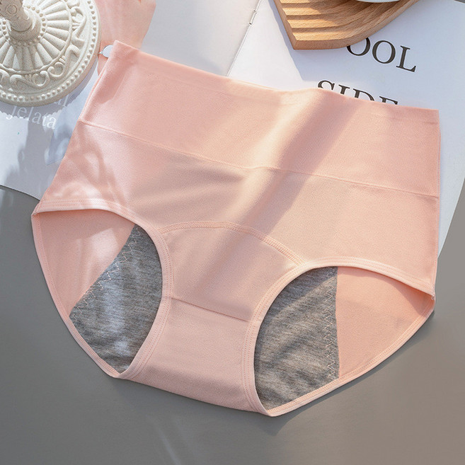 女性防漏生理褲 純棉安全褲 舒適透氣 夜用熟齡安心褲 防漏月亮褲 好眠褲, 少女粉【加寬防漏安心褲】,2XL【體重80-90公斤】