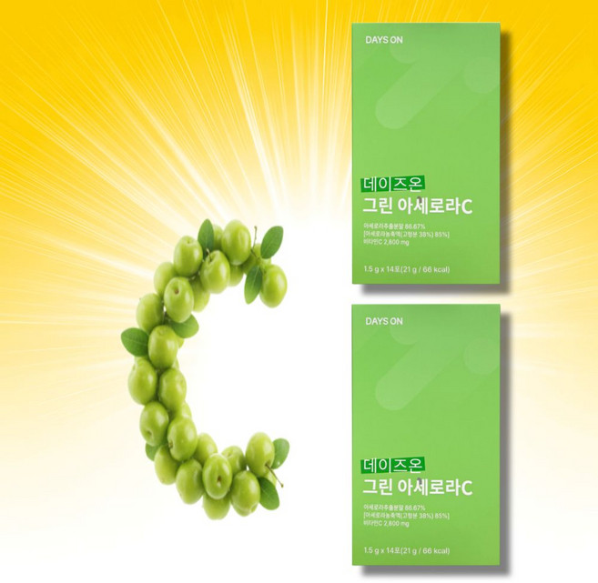 그린 아세로라 고품질 천연 비타민C 분말 가루 간편 섭취, 2개, 14회분