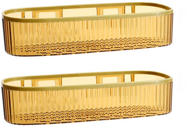 다목적벽걸이형욕실 수납랙 공간 절약형무타공 선반 주방욕실세면용품보관용, 1개, 황색곧은+황색곧은