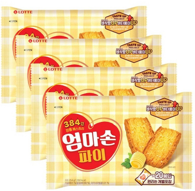 롯데웰푸드 엄마손파이 254g X4개