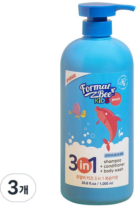 포멀비키즈 3in1 올인원 클렌저 복숭아향, 1L, 3개
