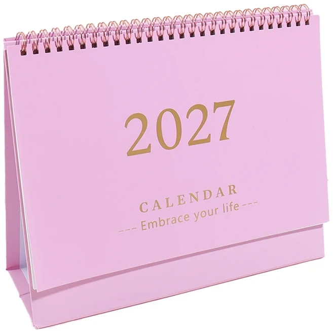 2027년 사무실 책상 달력 일정 정리용 나선형 스탠드형 데스크탑 월간 업무 계획, 02 Pink