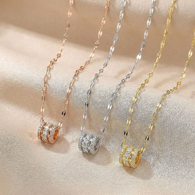 변색방지 써지컬스틸 큐빅 원통 펜던트 목걸이 3컬러 (개별보관팩증정)