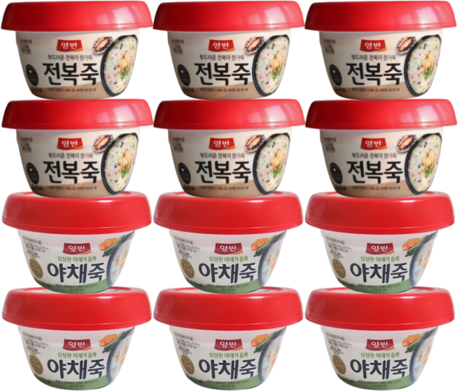 동원 양반 전복죽 287.5g + 양반 야채죽 287.5g X 6개, 12개
