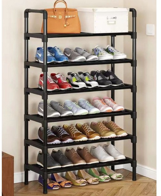 하스몰 프리미엄 다용도 멀티 신발장 신발정리대 60cm, 블랙, 6단