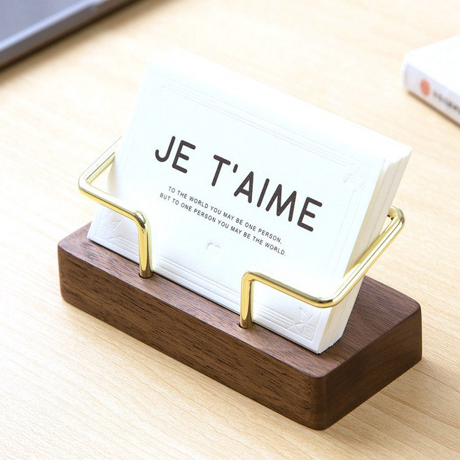 우드 명함 보관함 홀더 사무실 카페 명함꽂이 케이스, 월넛, 1개